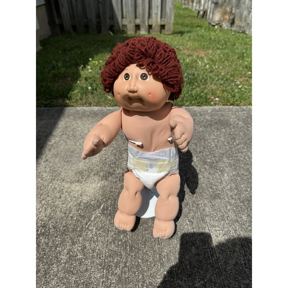 1985 Cabbage Patch Kid HM2 Brat Face Boy Brown Eyes Auburn Loops Yarn Hair P Fac
